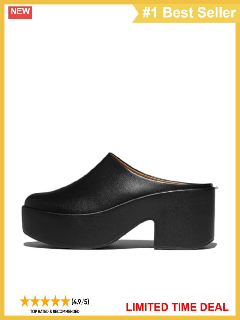 Leather Heeled Mules Platform Slip-On Comfort Shoes